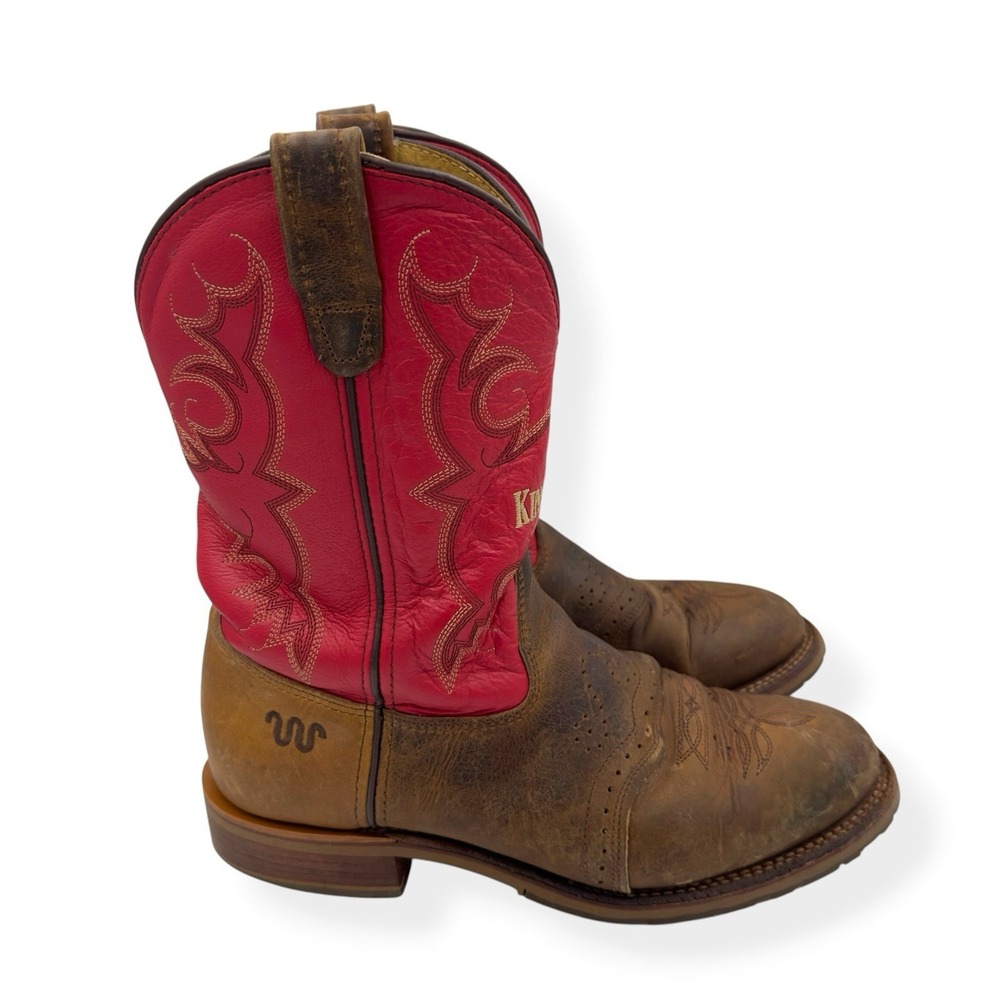 VTG Double H Cowboy Boots Mens 10.5 EE Red Leather King Ranch Oil Resistant Work